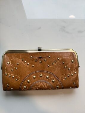 HOBO Embossed Studded Clutch Wallet - Brown